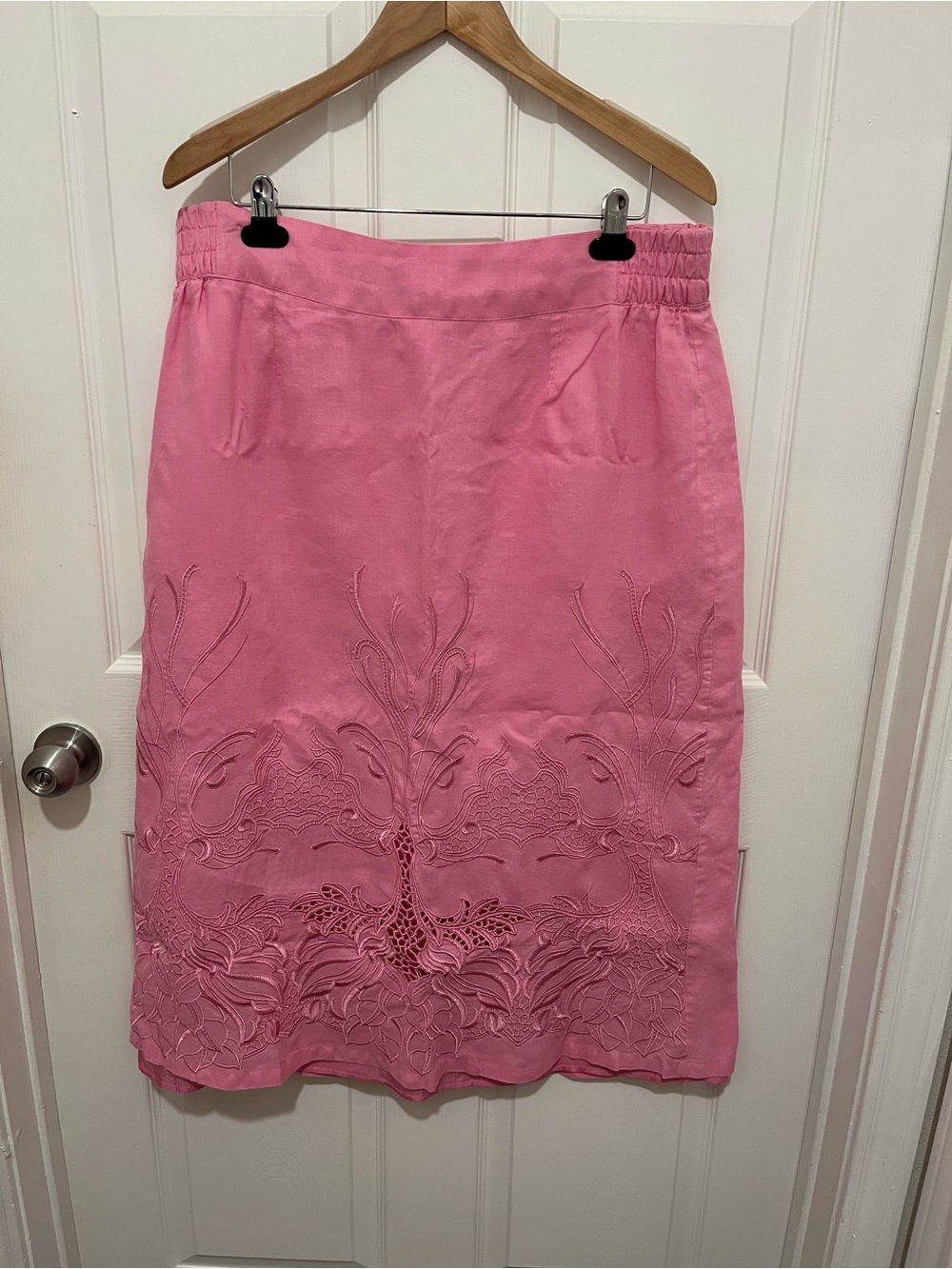 Vintage EY Signature Pink Linen Skirt Size XL